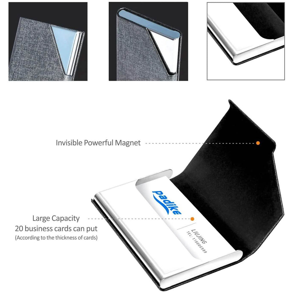 Business Name Card Holder Luxury PU Leather and Stainless Steel Multi Card Case