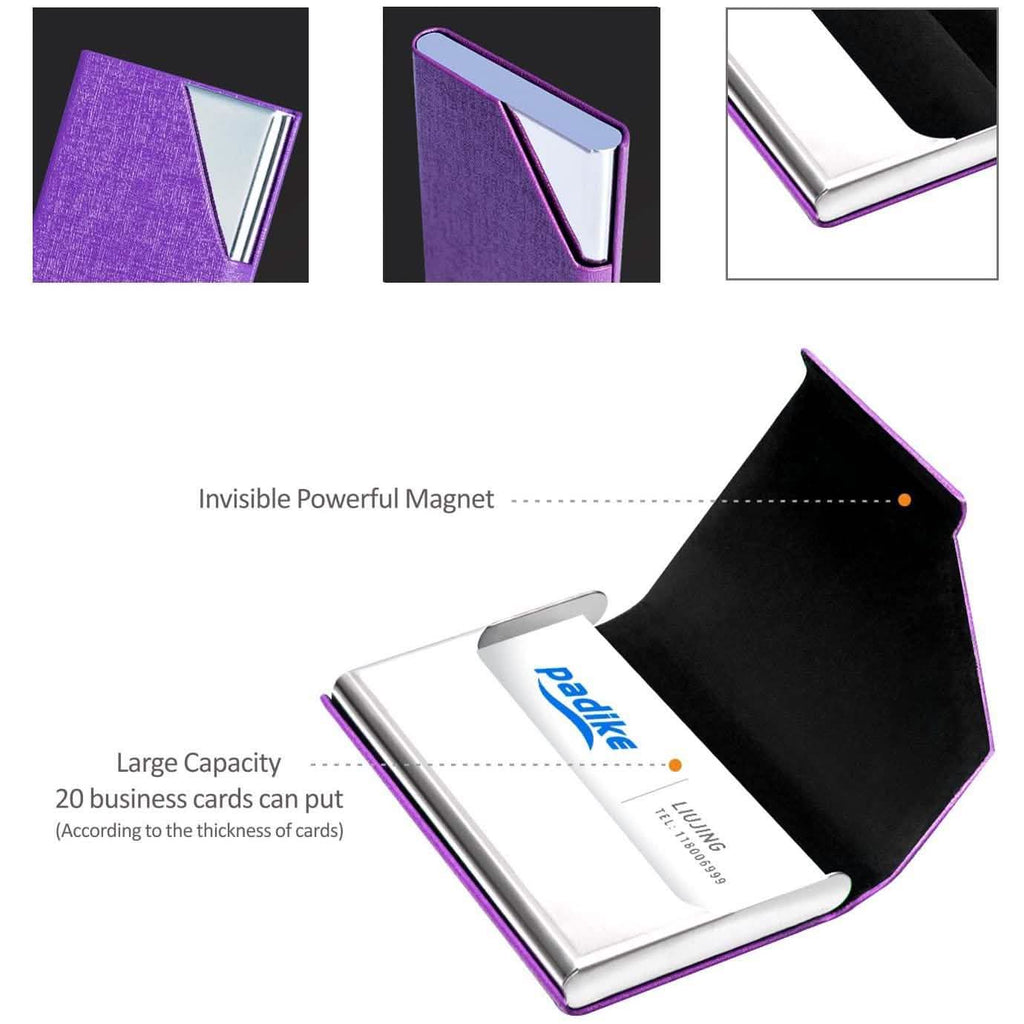 Business Name Card Holder Luxury PU Leather and Stainless Steel Multi Card Case