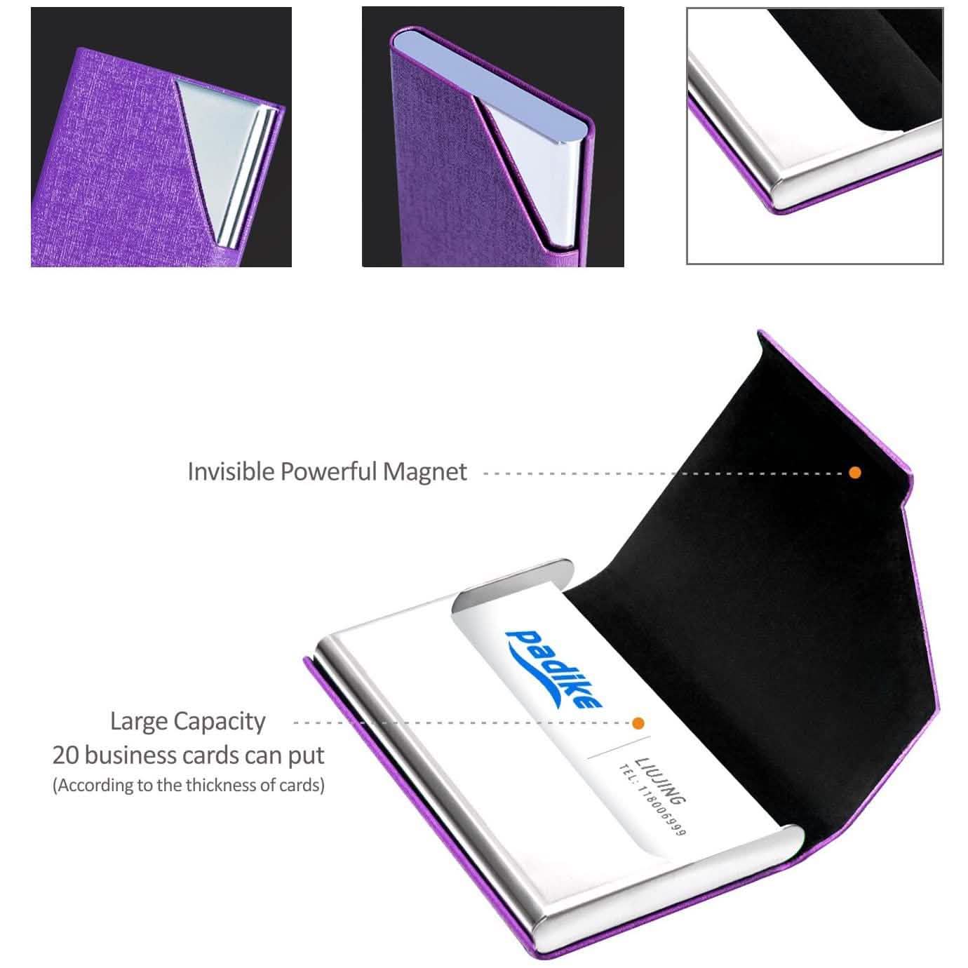 Business Name Card Holder Luxury PU Leather and Stainless Steel Multi Card Case