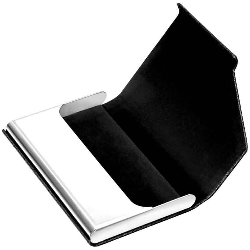 Business Name Card Holder Luxury PU Leather and Stainless Steel Multi Card Case