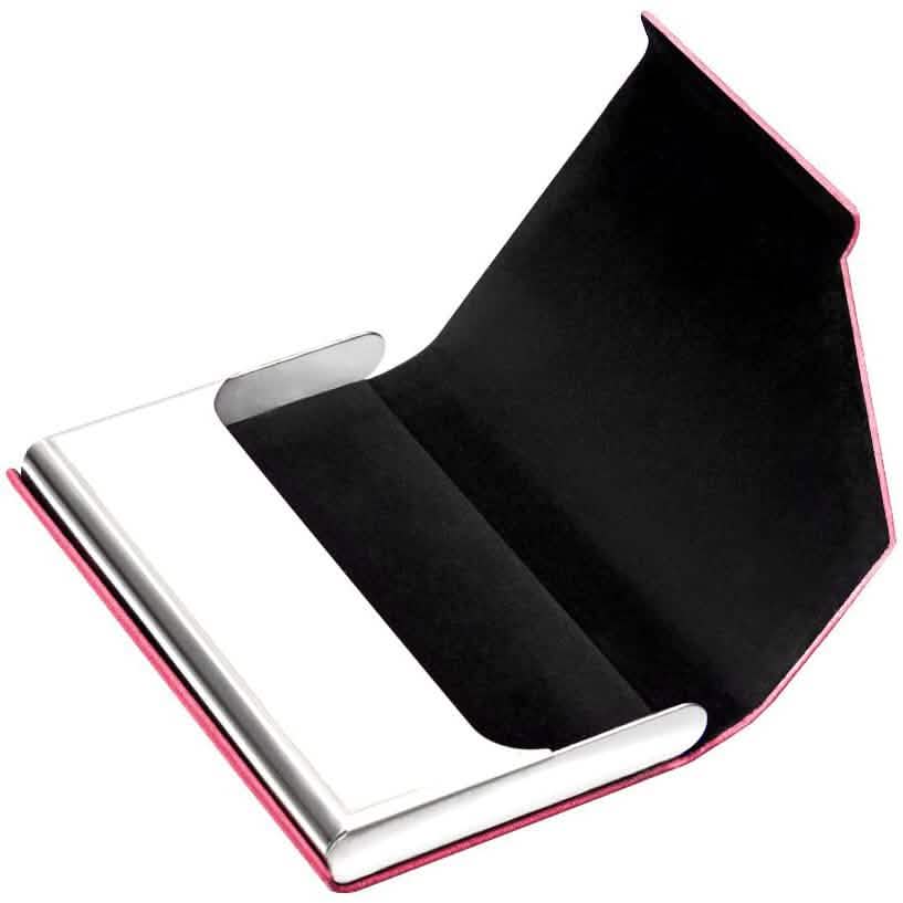 Business Name Card Holder Luxury PU Leather and Stainless Steel Multi Card Case