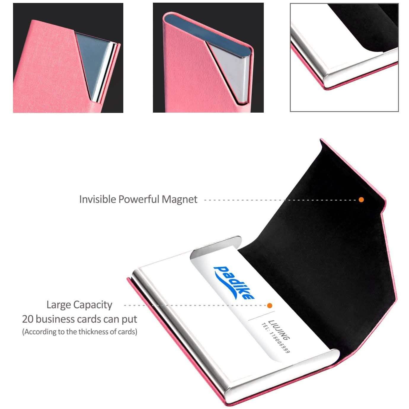 Business Name Card Holder Luxury PU Leather and Stainless Steel Multi Card Case