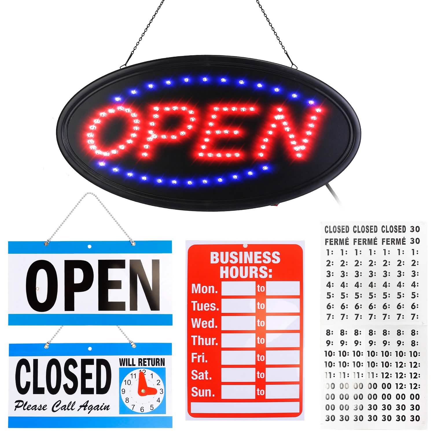 Business Neon Open Sign Advertisement Board with Steady Flashing Modes