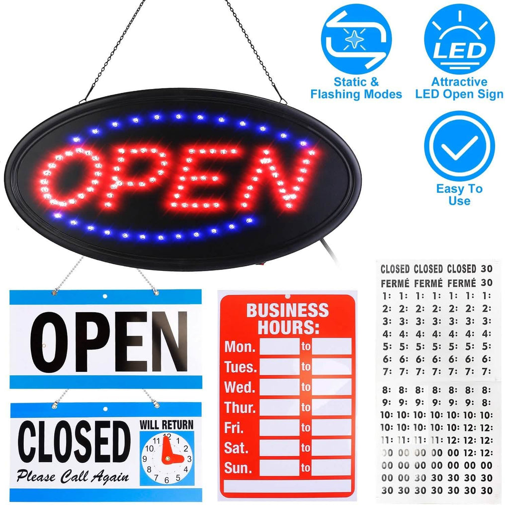 Business Neon Open Sign Advertisement Board with Steady Flashing Modes