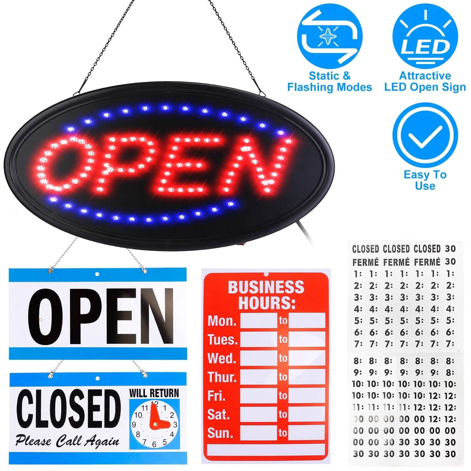 Business Neon Open Sign Advertisement Board with Steady Flashing Modes