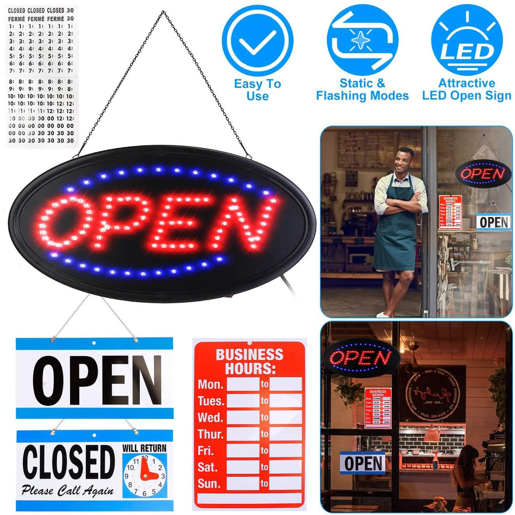Business Neon Open Sign Advertisement Board with Steady Flashing Modes