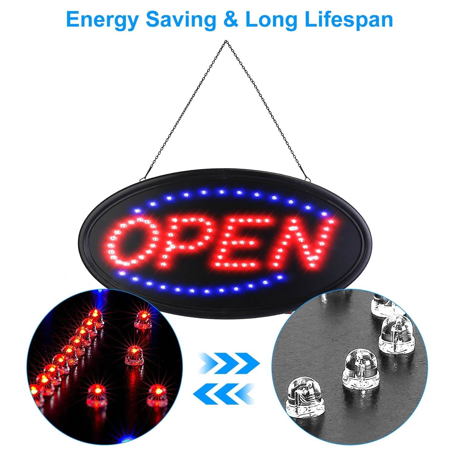 Business Neon Open Sign Advertisement Board with Steady Flashing Modes