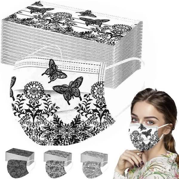 Butterfly Disposable Mask Flowers Lace