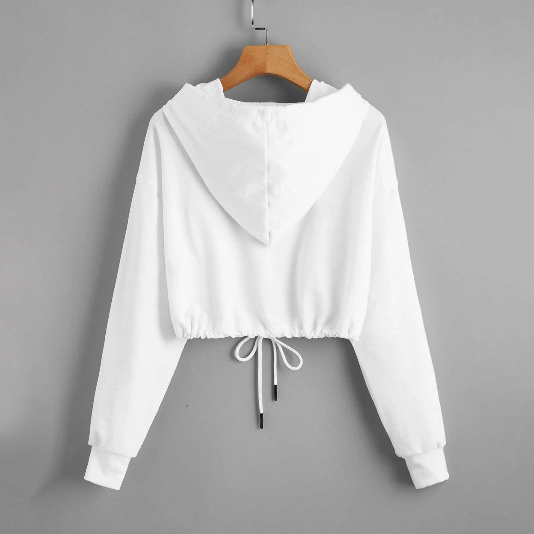 Butterfly Print Drawstring Hem Hoodie