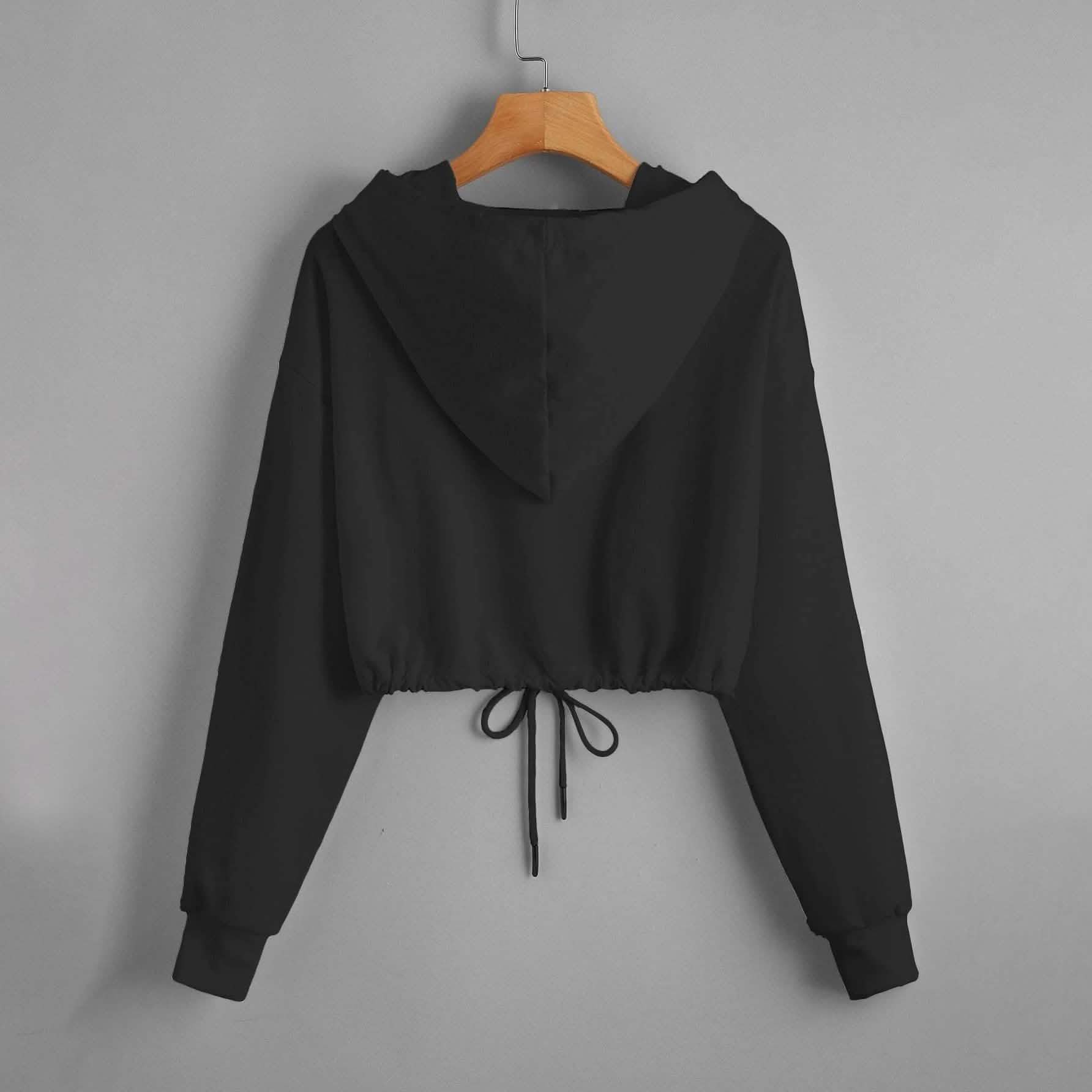 Butterfly Print Drawstring Hem Hoodie