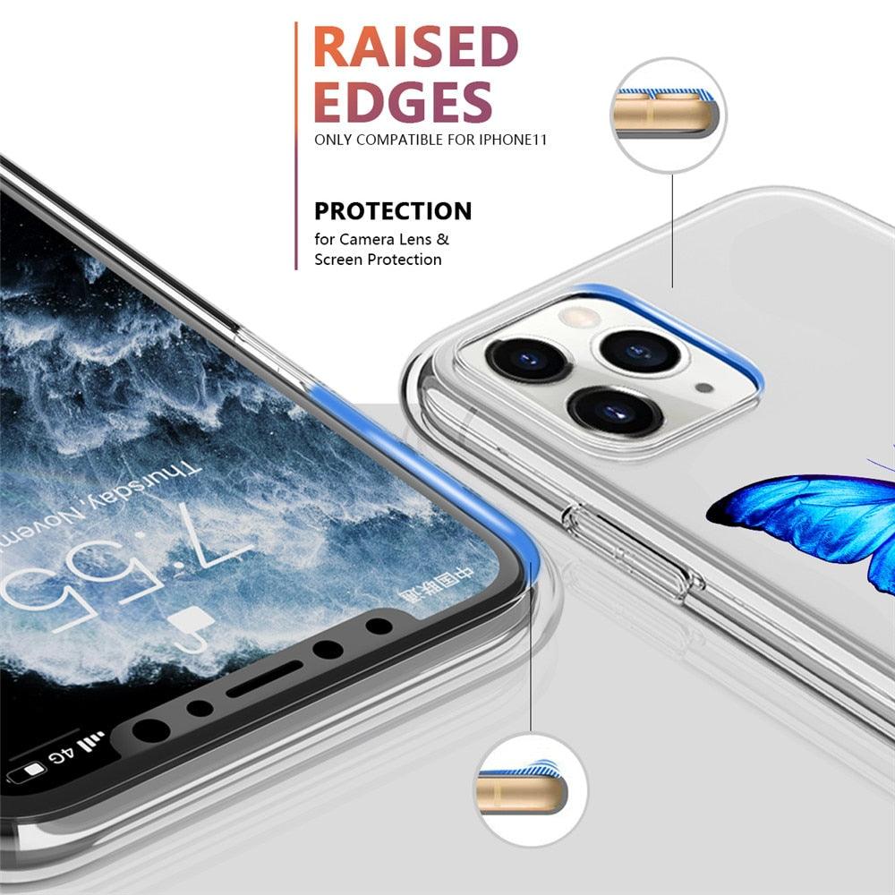 Butterfly Soft Clear Protection Case For iPhone Soft Cover For iPhone 11 12 13 14 Pro Max Mini Crystal Clear Cute Shockproof Slim Fit Bumper Protective Cover Colorful Butterfly Design Case For Girls