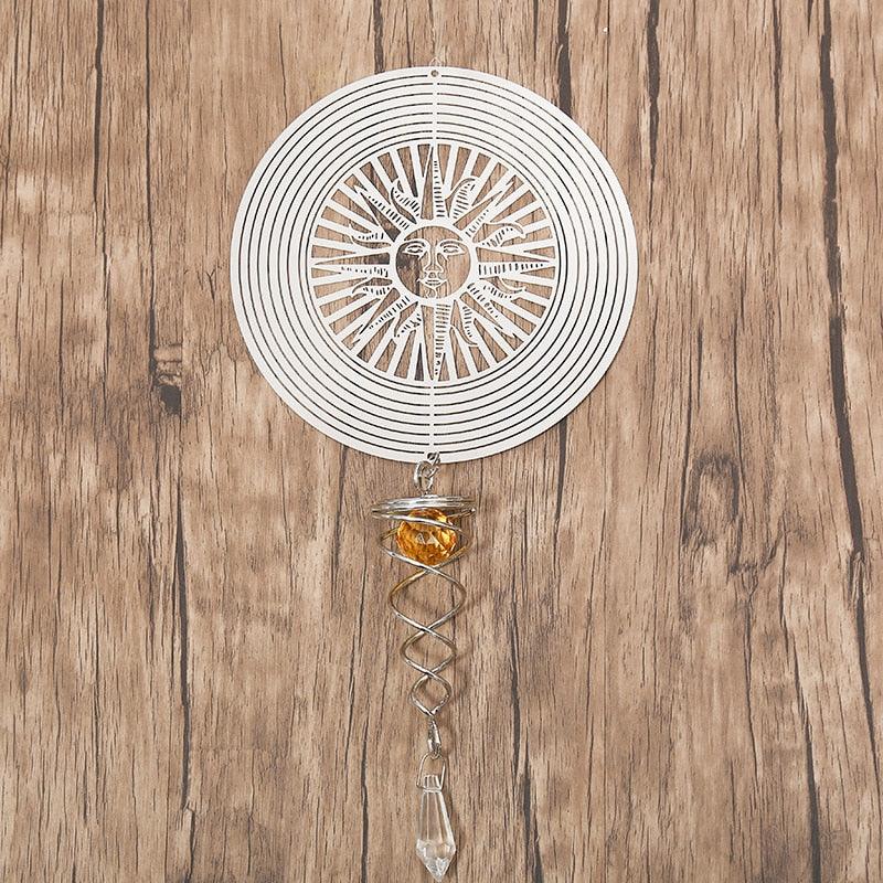 Butterfly Wind Spinner Hanging With Gazing Ball Spiral Tail 3D Metal Rotating Outdoor Stainless Steel Butterfly Metal Wind Chime Christmas Pendant Hanging Spiral Wind-chimes Garden Yard Home Decor