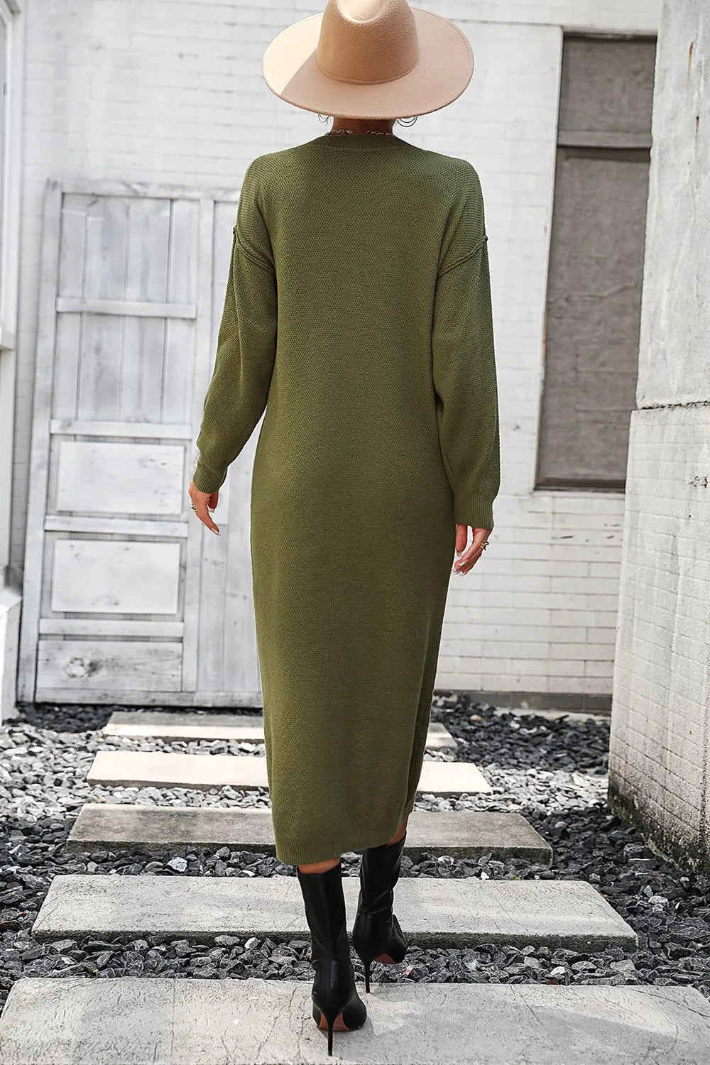 Button knit sweater dress fashionable temperament commuting women's sweater women