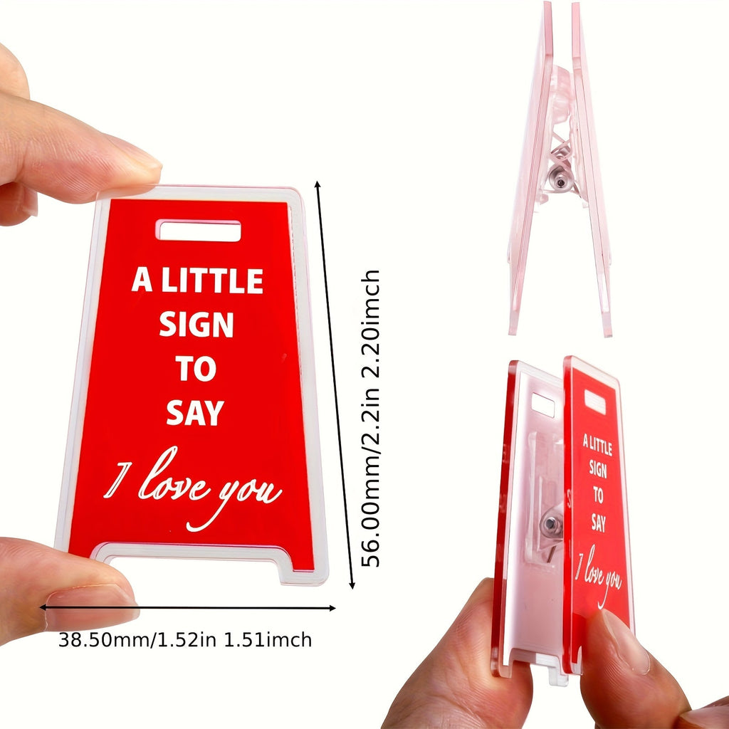 [2D Flat] Charming "I Love You Little Sign" Acrylic Desk Plaque - The Perfect Office Decor Accessory And Gift for Friends, Couples, And Family.