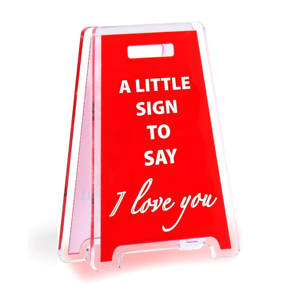 [2D Flat] Charming "I Love You Little Sign" Acrylic Desk Plaque - The Perfect Office Decor Accessory And Gift for Friends, Couples, And Family.