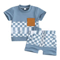 Fashion Personality Children's Shirt Plaid Shorts Suit