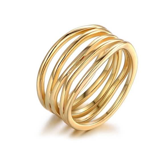 Five Layer Stack Ring in 18K Gold Plating - Assorted Sizes