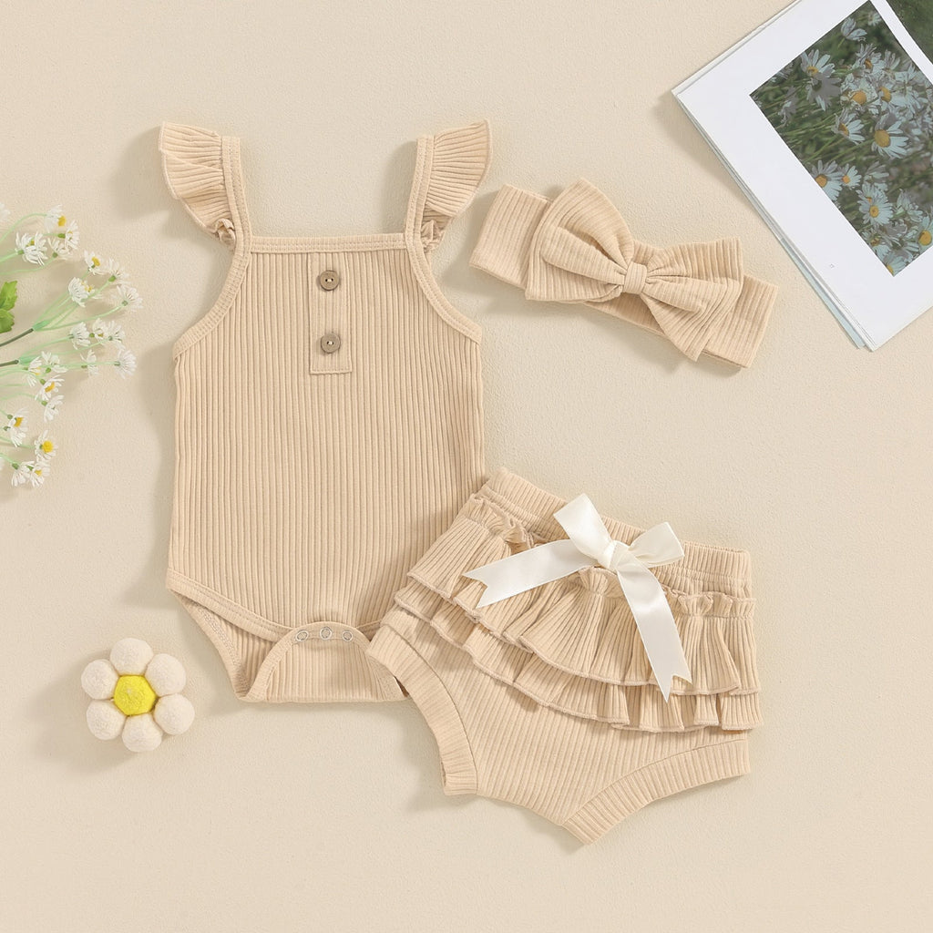 Girls' Sleeveless Jumpsuit Three-piece Suit