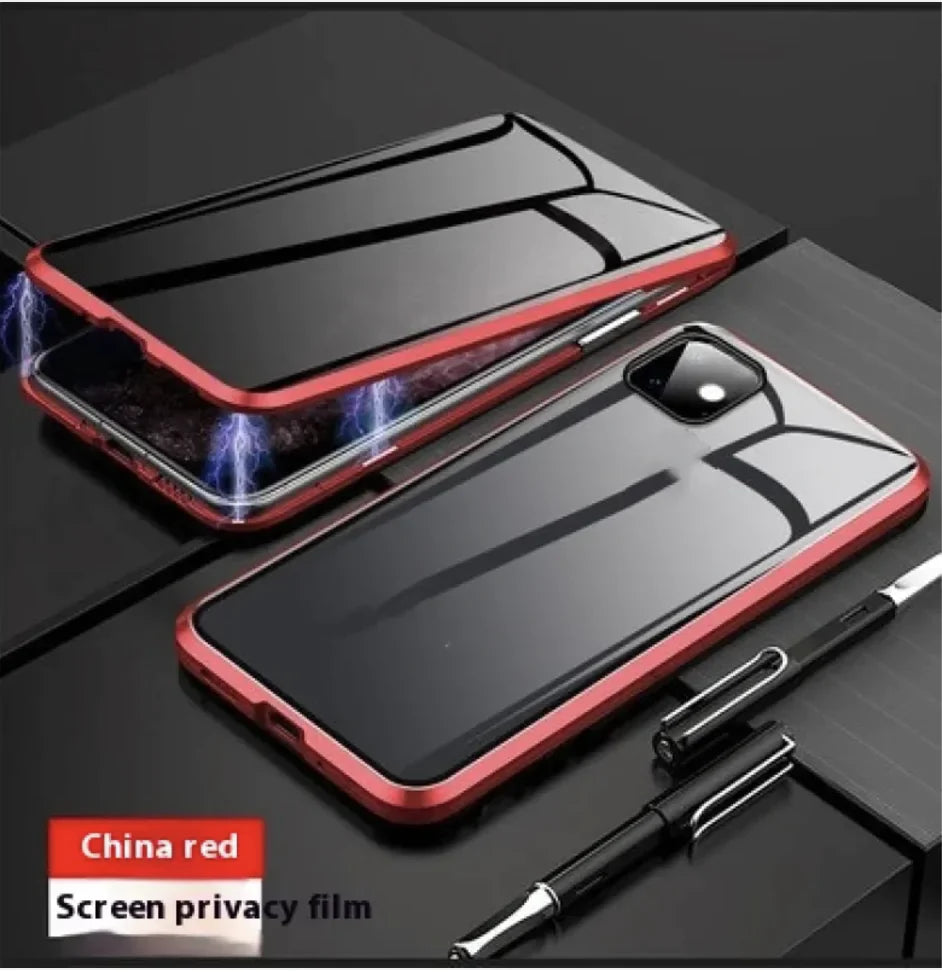 Magnetic Privacy Glass Case for iPhone - Anti-Peep Screen Protector with 9H Hardness
