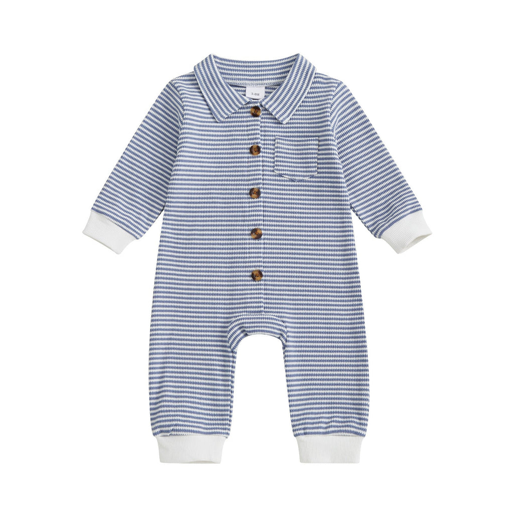 Babies' Jumpsuit Front Open Single-breasted Knitted Long Sleeve