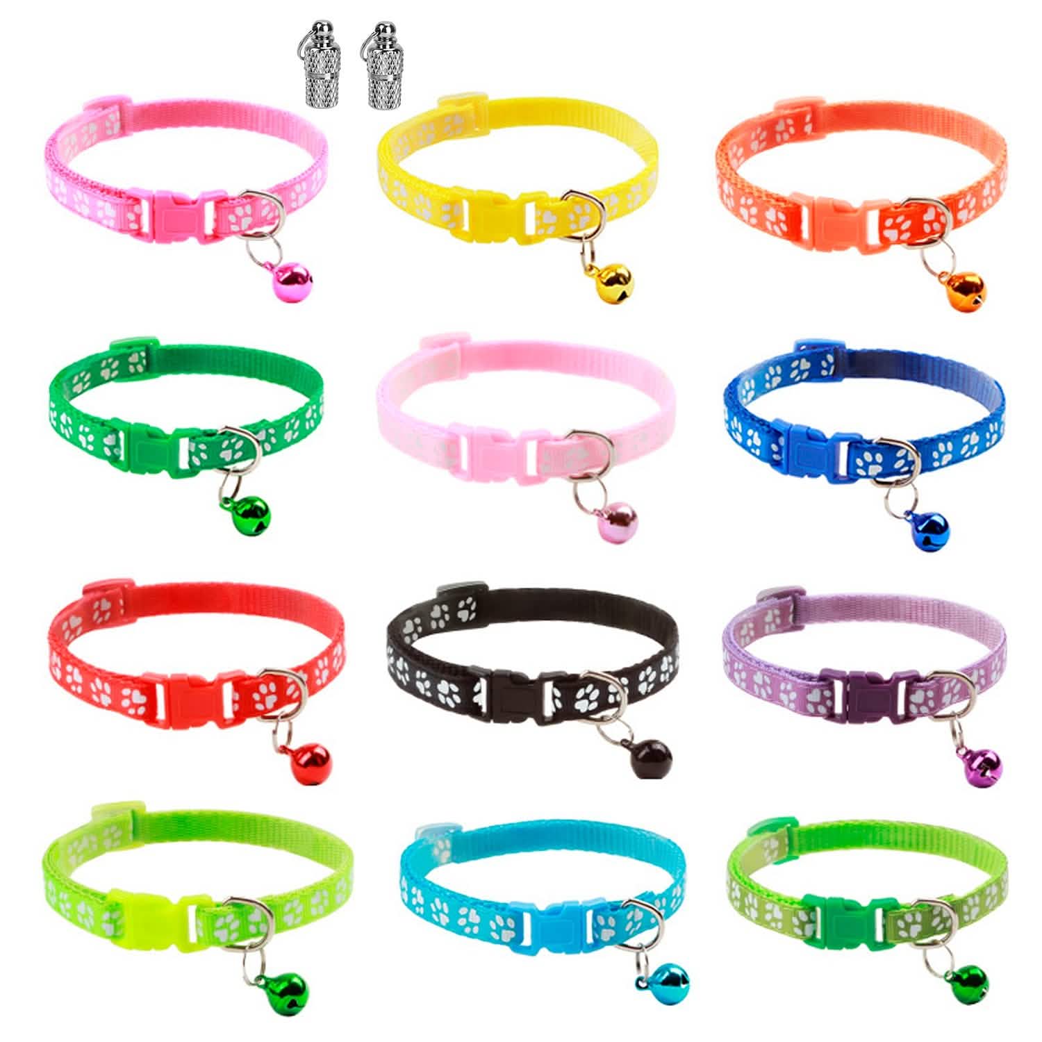 Ca2-Pack: Adjustable Kitten Collar with Bell Name Tag