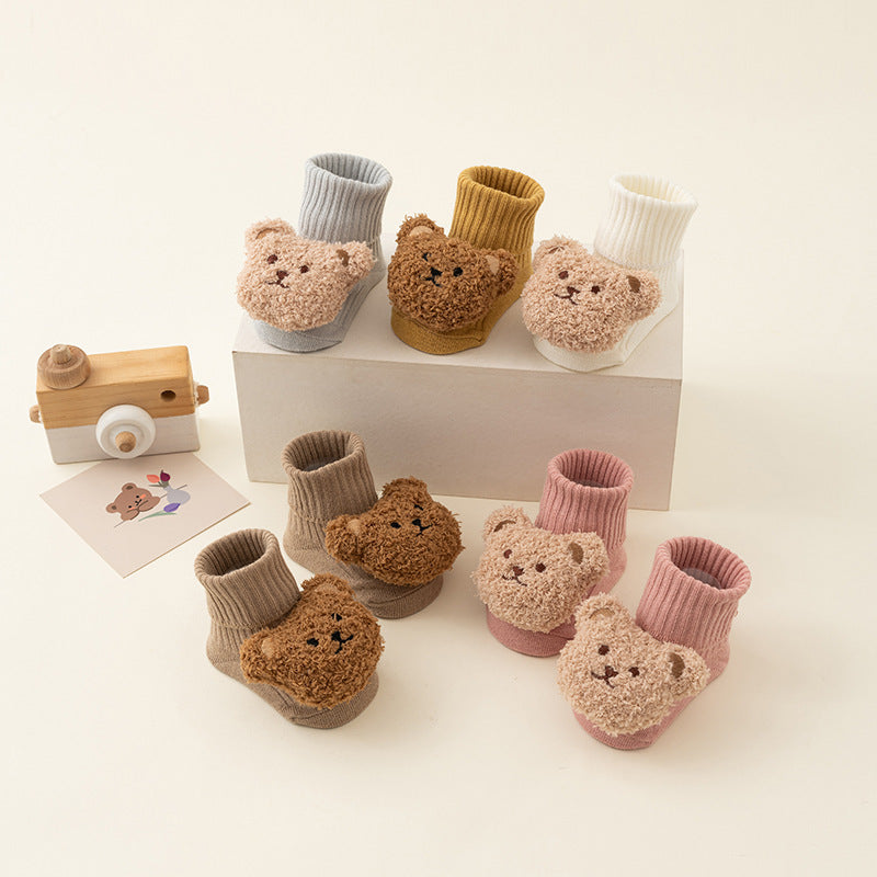 Newborn Baby Spring And Autumn Mid-calf Glue Dispensing Non-slip Room Socks Baby Socks