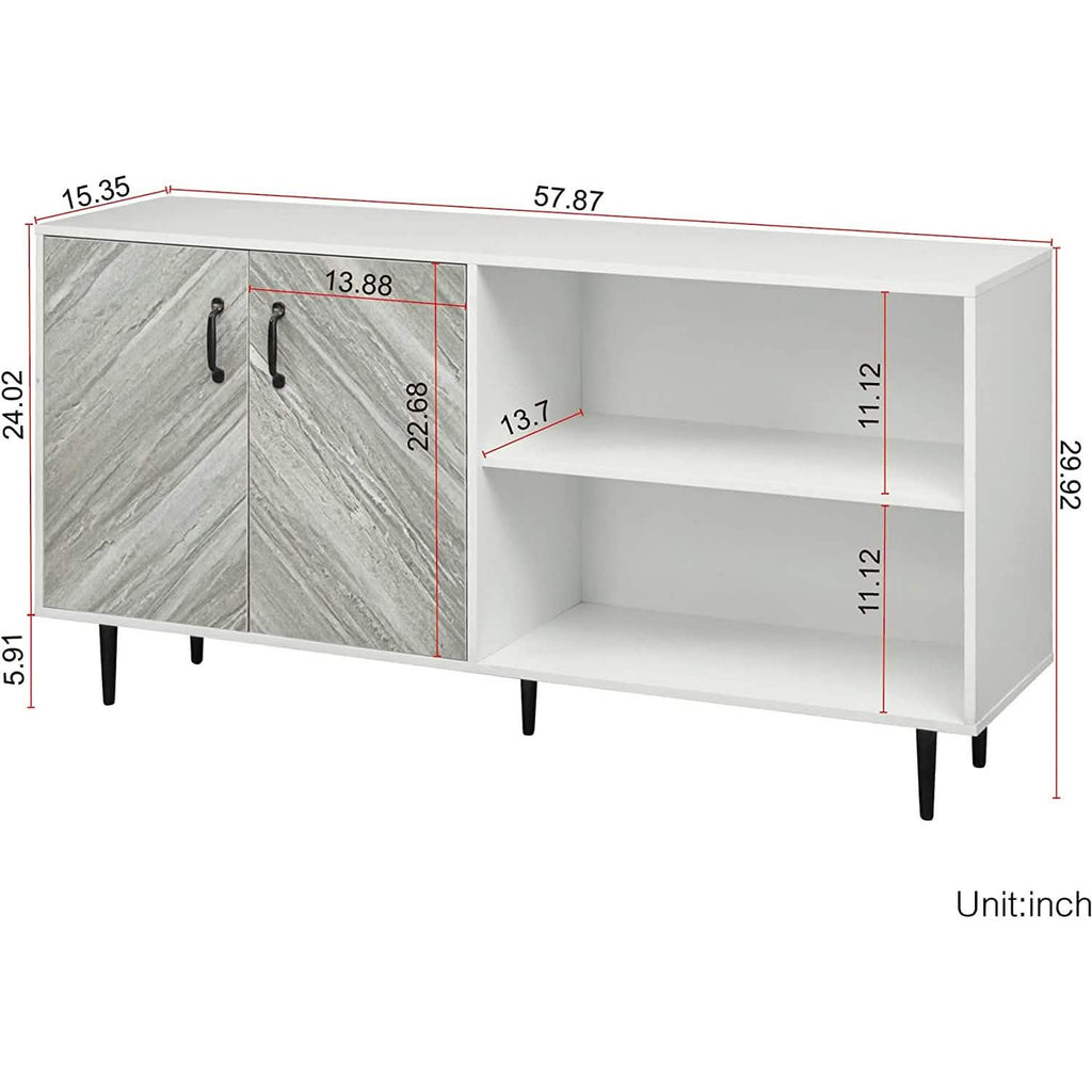 Cabinet with 2-Doors and 3-Open Shelves