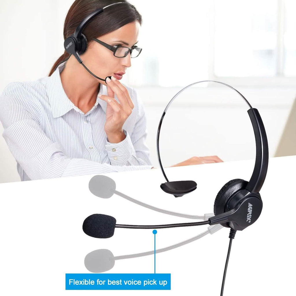 Call Center Hands-Free Noise Cancelling Corded Monaural Headset