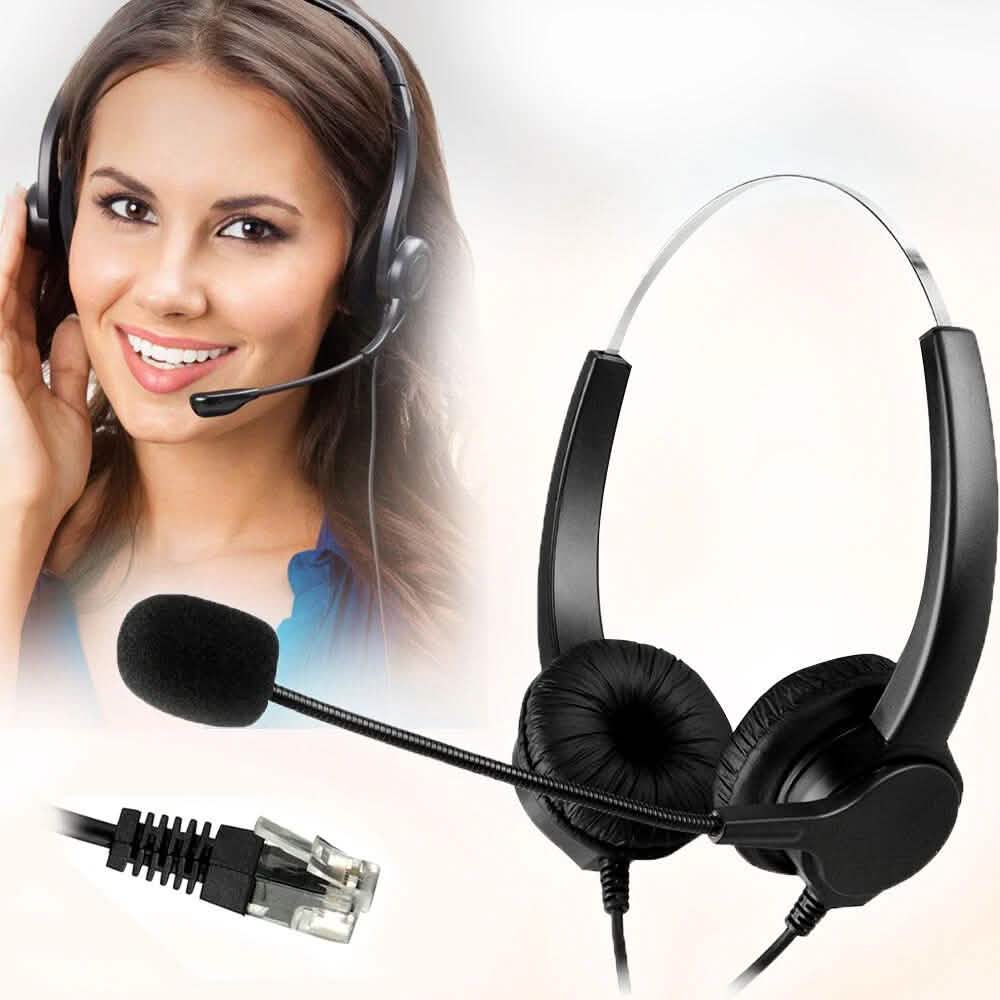 Call Center Noise Cancelling Corded Binaural Hands-free Headset with Microphone
