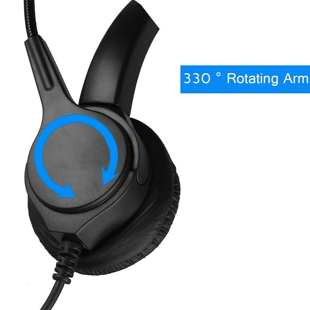 Call Center Noise Cancelling Corded Binaural Hands-free Headset with Microphone