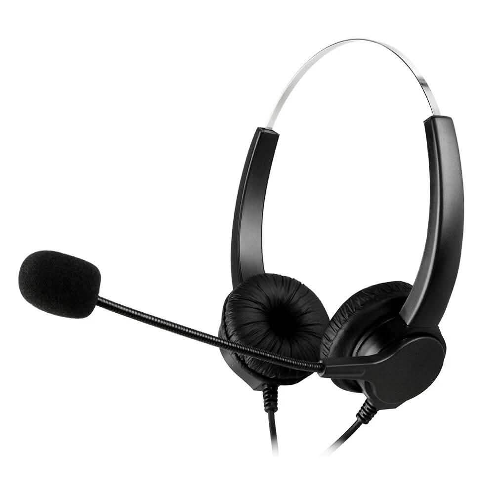 Call Center Noise Cancelling Corded Binaural Hands-free Headset with Microphone