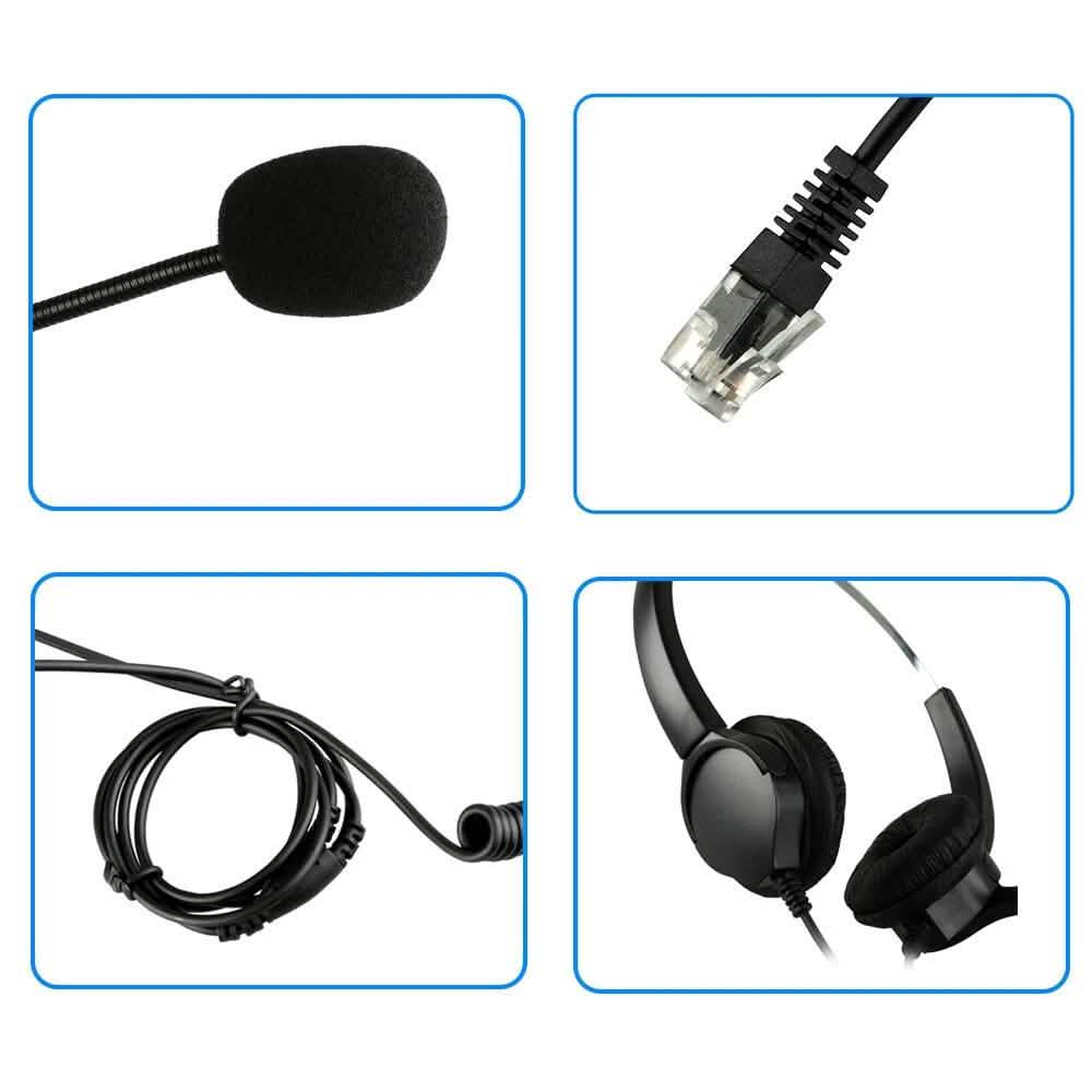 Call Center Noise Cancelling Corded Binaural Hands-free Headset with Microphone
