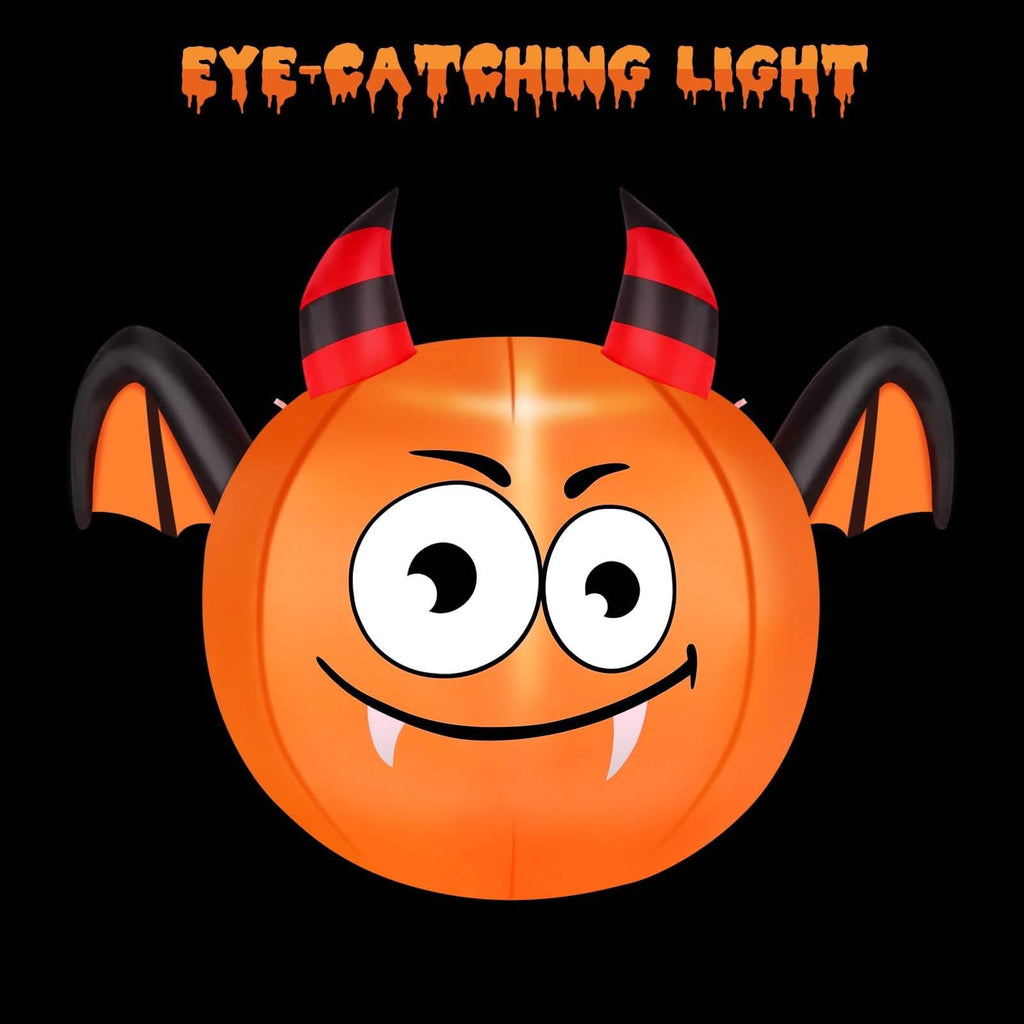CAMAULAN 4FT Halloween Pumpkin Outdoor Decoration with a Bat