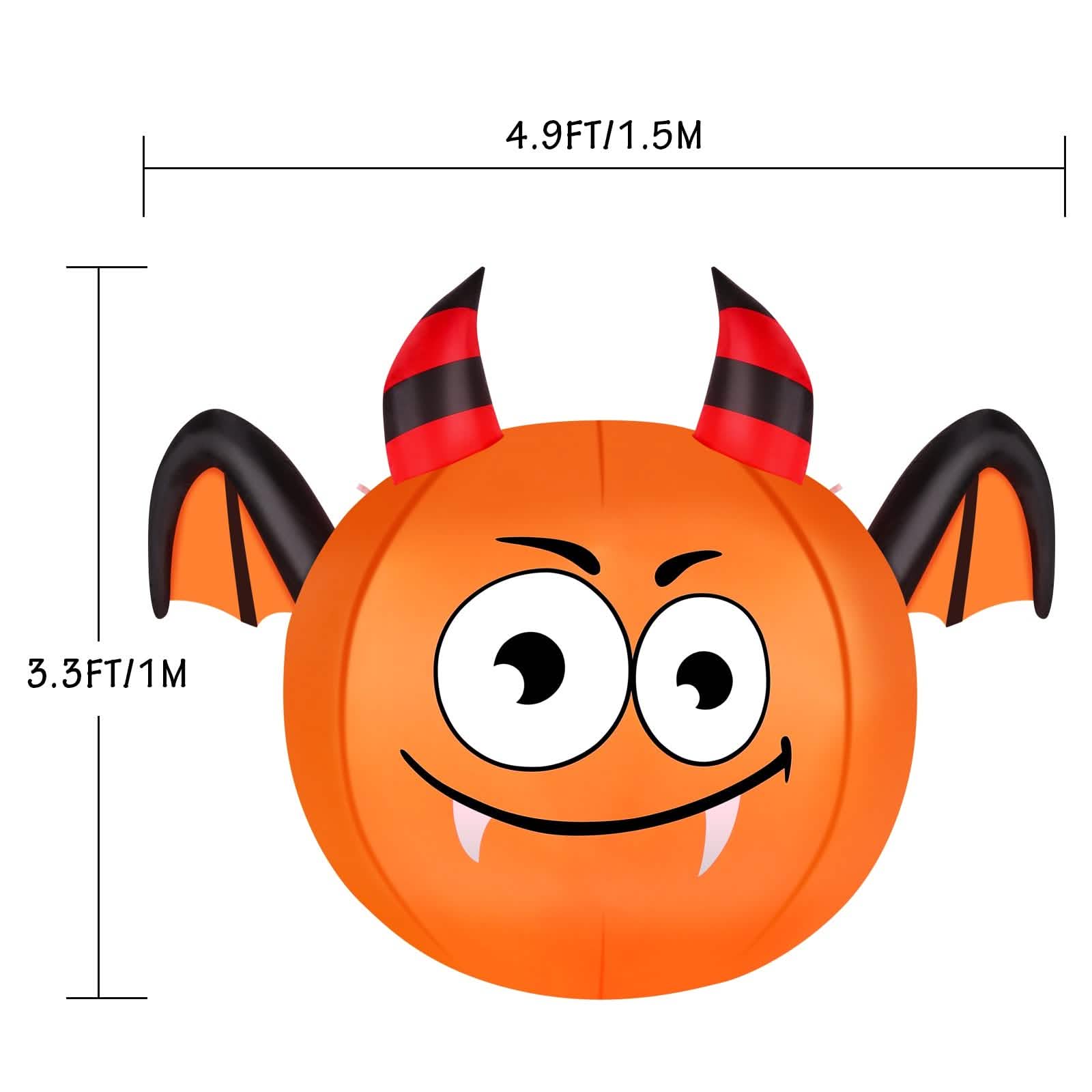 CAMAULAN 4FT Halloween Pumpkin Outdoor Decoration with a Bat