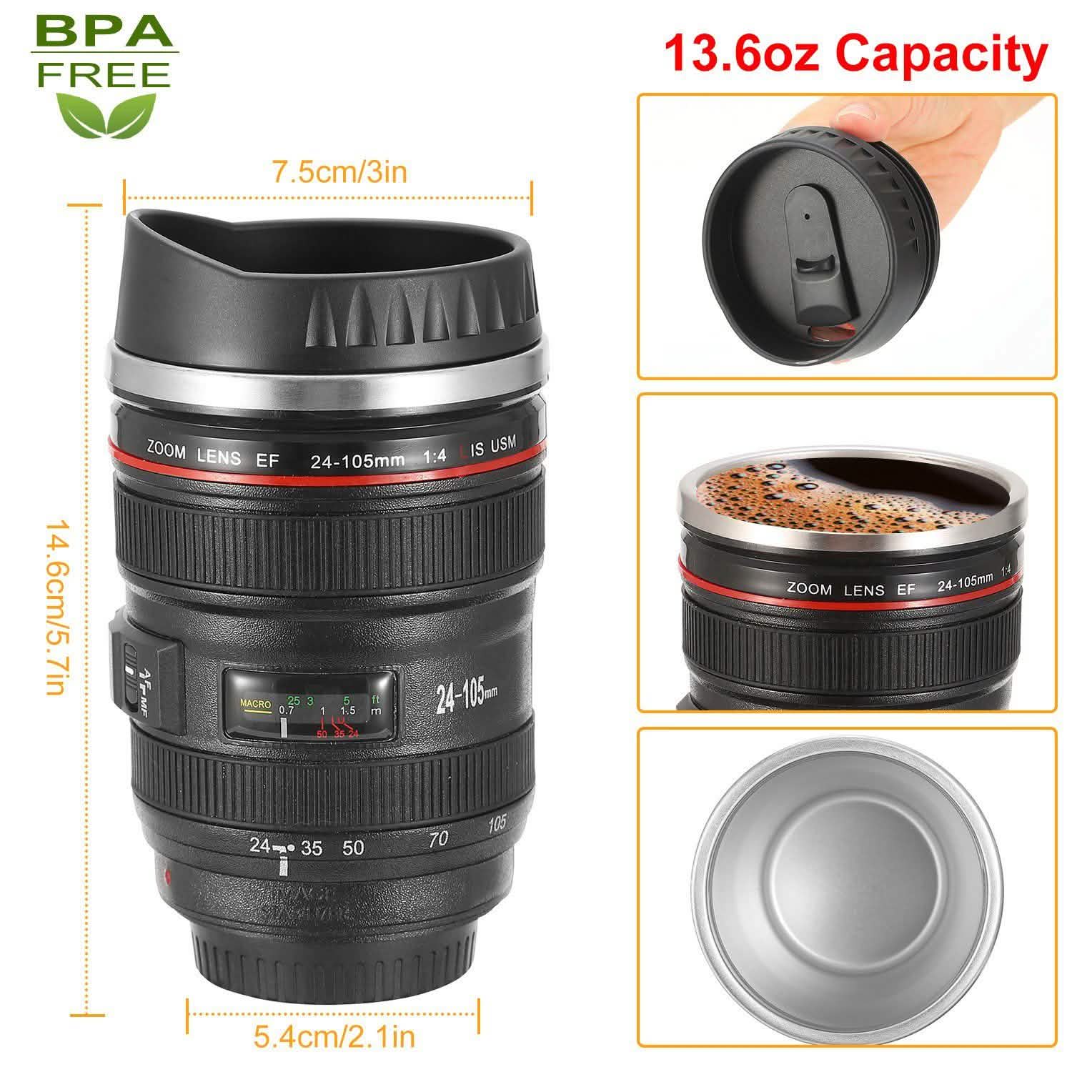 Camera Lens Coffee Mug Cup 13.6oz