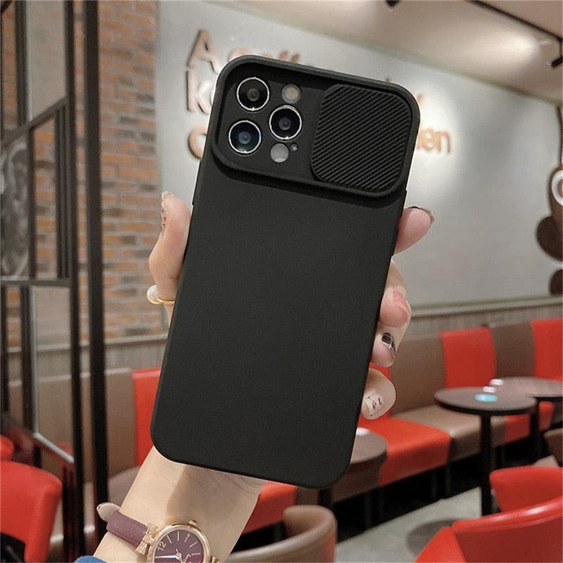 Camera Protection Case With Sliding Camera Cover Protective Design Soft Edges Protective Cover Camera Lens Protection Solid Phone Case For iPhone 13 14 12 Pro Max Mini Candy Color Cover For iphone