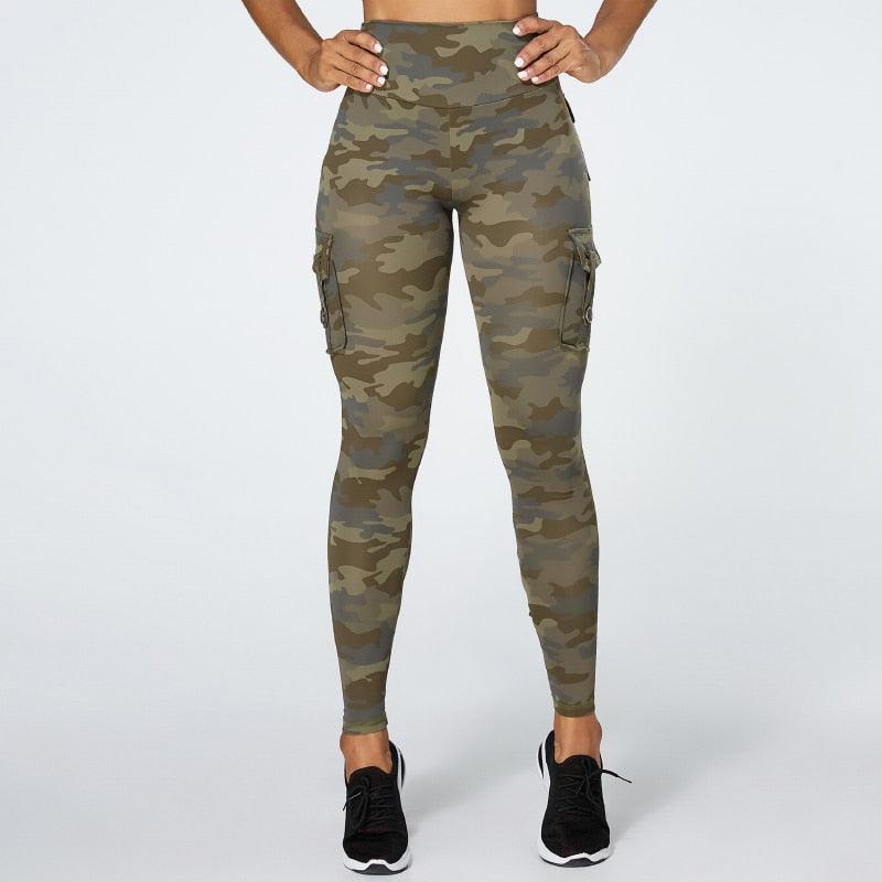 Camouflage Yoga Pants With Pockets Women Fitness Leggings Workout Sports Pocket Women Green Leggings Slim Skinny Gym Leggings Pants Push Up Elastic Slim Pants For Autumn And Winter
