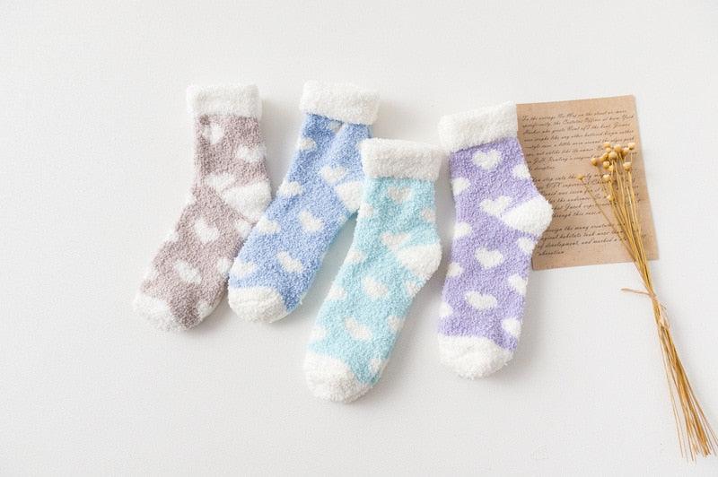 Candy Warm Lady Heart Cute Winter Kawaii Thick Casual Women Socks Fuzzy Fluffy Terry Warm Socks Short Cute Cotton Socks Winter Socks Short Socks For Men And Women