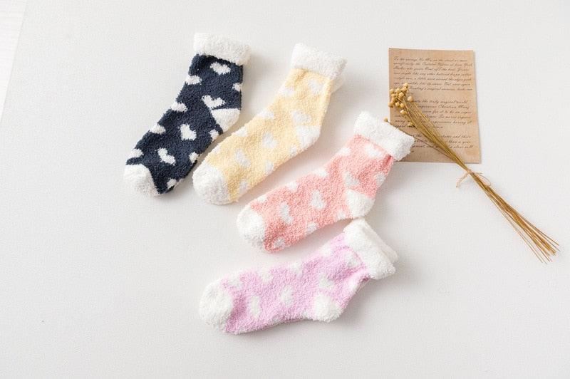 Candy Warm Lady Heart Cute Winter Kawaii Thick Casual Women Socks Fuzzy Fluffy Terry Warm Socks Short Cute Cotton Socks Winter Socks Short Socks For Men And Women