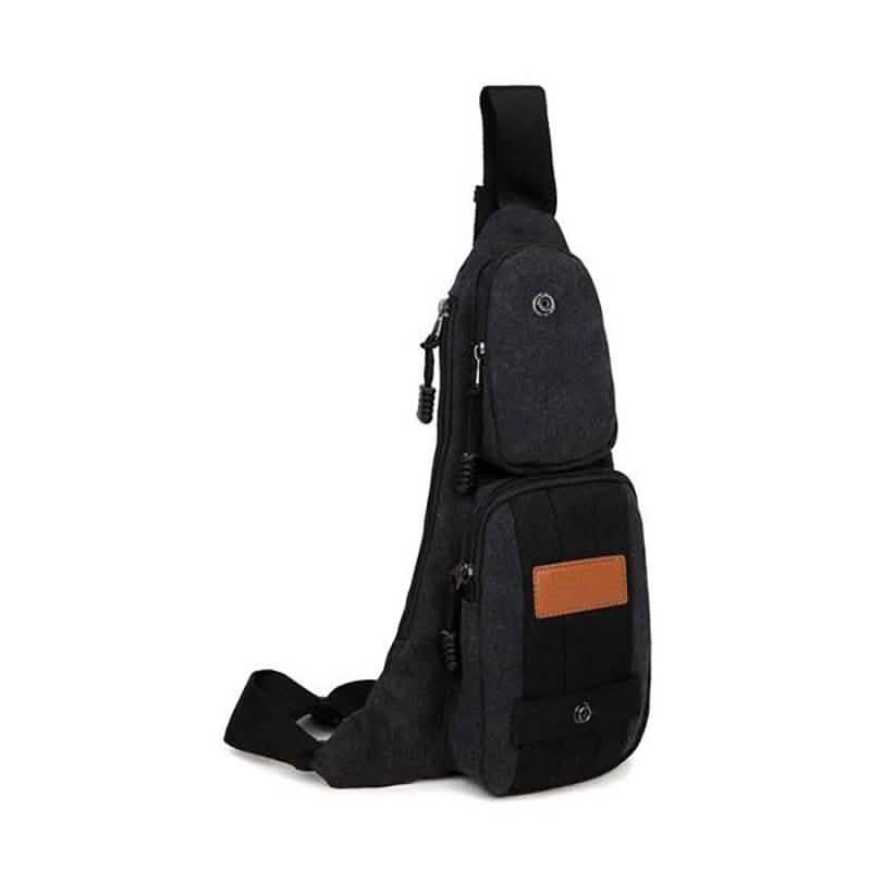 Canvas Shoulder Bag with Multiple Compartments