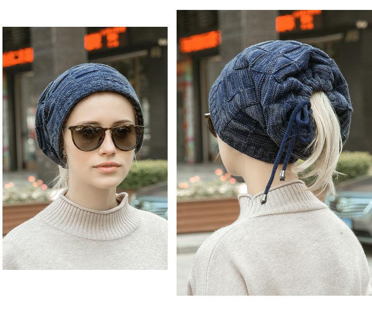 Caps Warmer Bonnet Casual Cap Winter Beanie Hats Hat winter hat Bobble Hat Winter Balaclava Women Bandana Baotou Cap Scarf Warm Thick Beanie Skellies Women Girls Cable Knit Soft Cute Beanie with Ears Detachable Pompom Fur Hat Girls