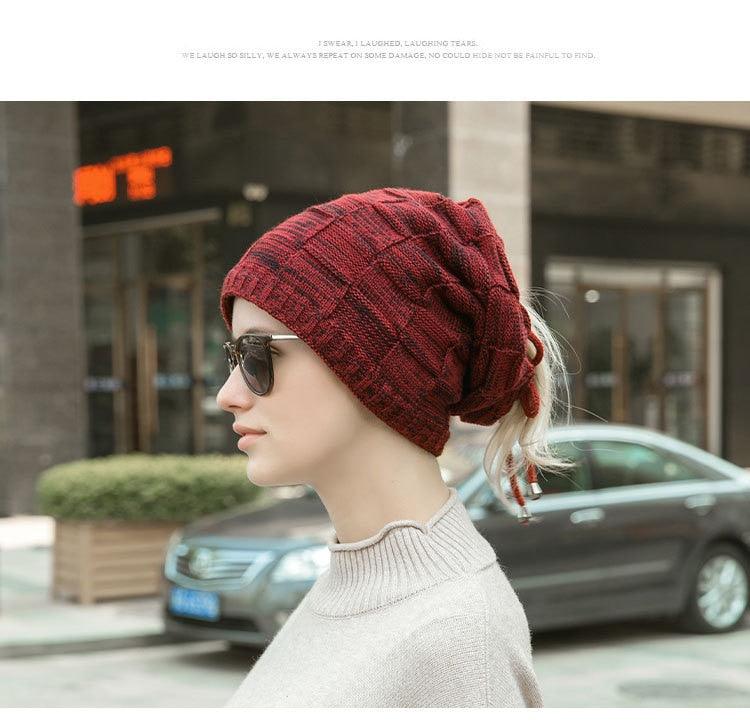 Caps Warmer Bonnet Casual Cap Winter Beanie Hats Hat winter hat Bobble Hat Winter Balaclava Women Bandana Baotou Cap Scarf Warm Thick Beanie Skellies Women Girls Cable Knit Soft Cute Beanie with Ears Detachable Pompom Fur Hat Girls