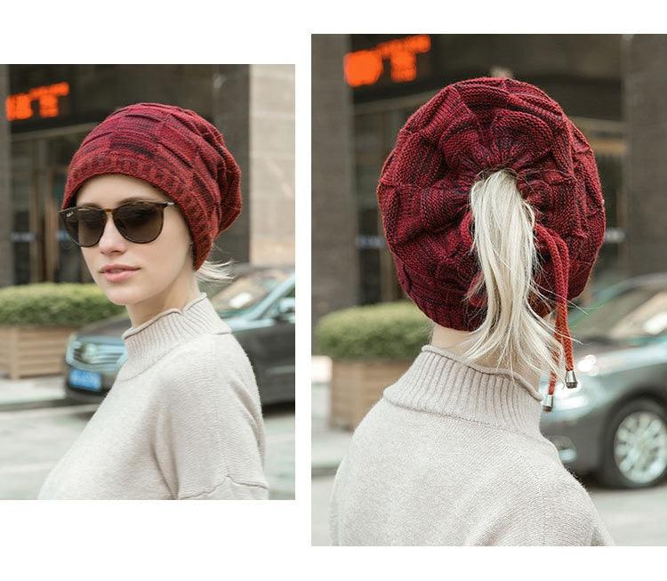 Caps Warmer Bonnet Casual Cap Winter Beanie Hats Hat winter hat Bobble Hat Winter Balaclava Women Bandana Baotou Cap Scarf Warm Thick Beanie Skellies Women Girls Cable Knit Soft Cute Beanie with Ears Detachable Pompom Fur Hat Girls