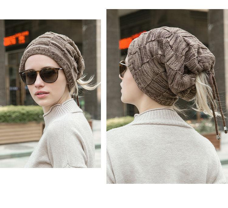Caps Warmer Bonnet Casual Cap Winter Beanie Hats Hat winter hat Bobble Hat Winter Balaclava Women Bandana Baotou Cap Scarf Warm Thick Beanie Skellies Women Girls Cable Knit Soft Cute Beanie with Ears Detachable Pompom Fur Hat Girls