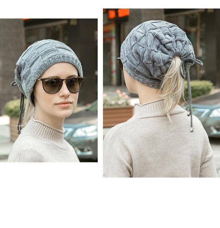 Caps Warmer Bonnet Casual Cap Winter Beanie Hats Hat winter hat Bobble Hat Winter Balaclava Women Bandana Baotou Cap Scarf Warm Thick Beanie Skellies Women Girls Cable Knit Soft Cute Beanie with Ears Detachable Pompom Fur Hat Girls