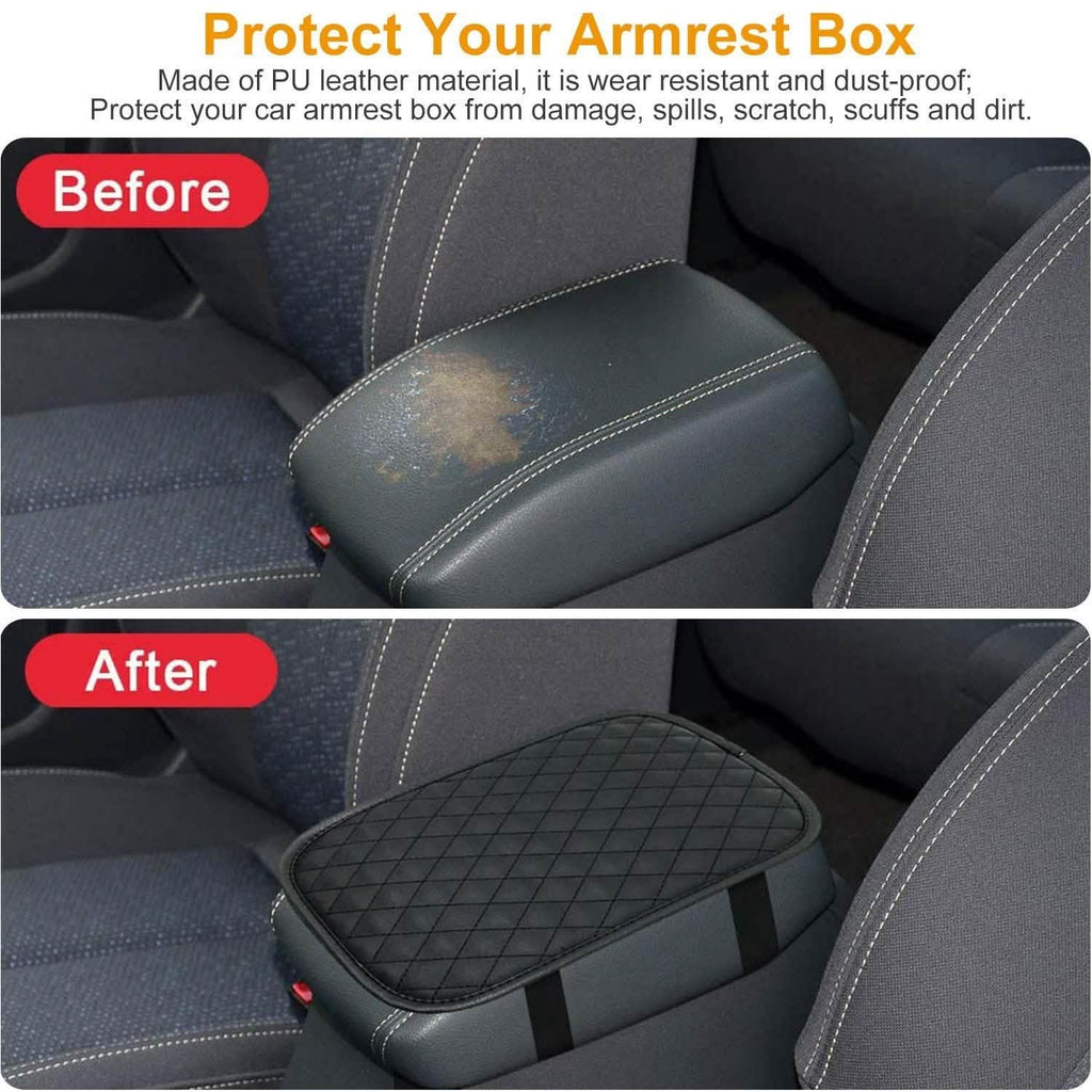 Car Armrest Pad Cover PU Leather Fit for SUV Truck Car