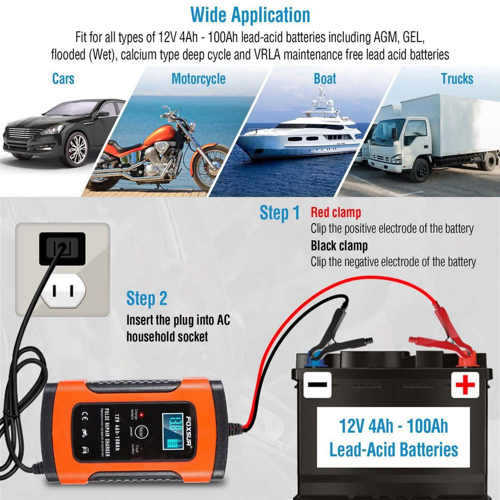 Car Battery Charger 12V 5A Recover Pulse Repair