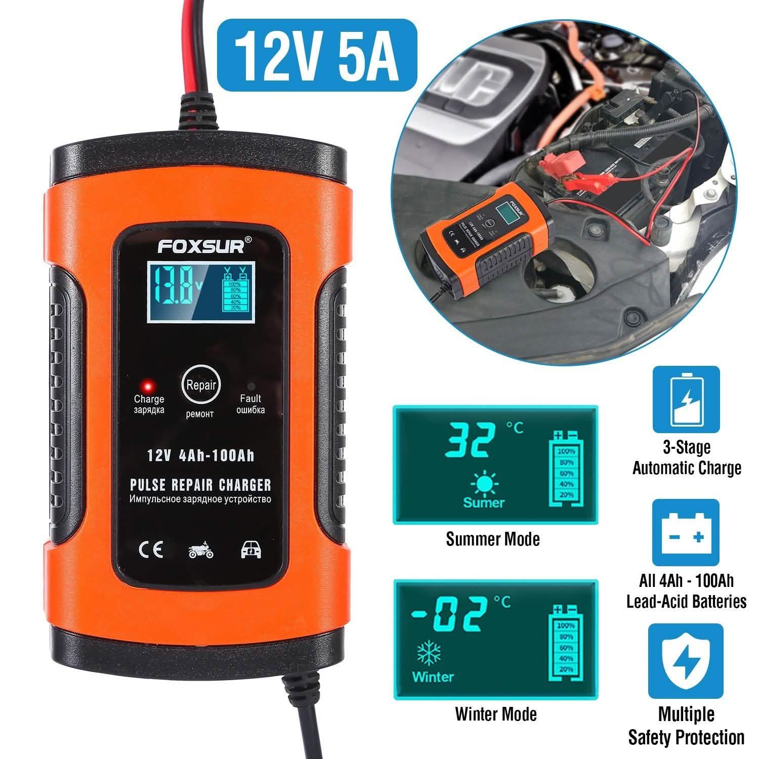 Car Battery Charger 12V 5A Recover Pulse Repair