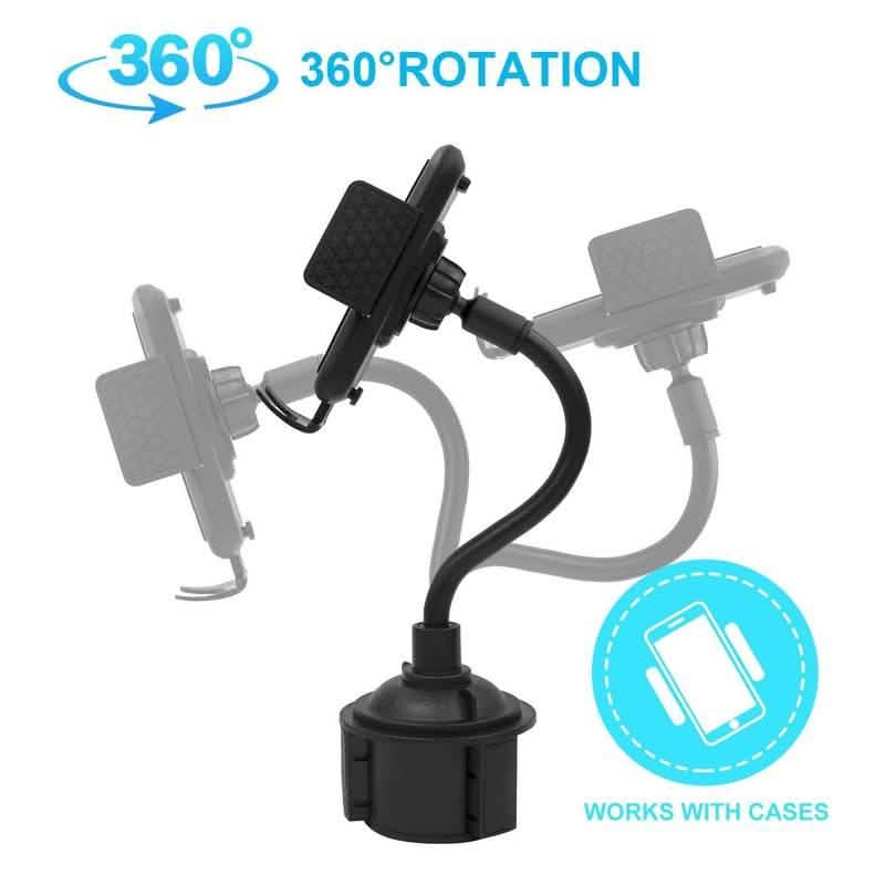 Car Cup Holder Phone Mount Adjustable Gooseneck Phone Stand