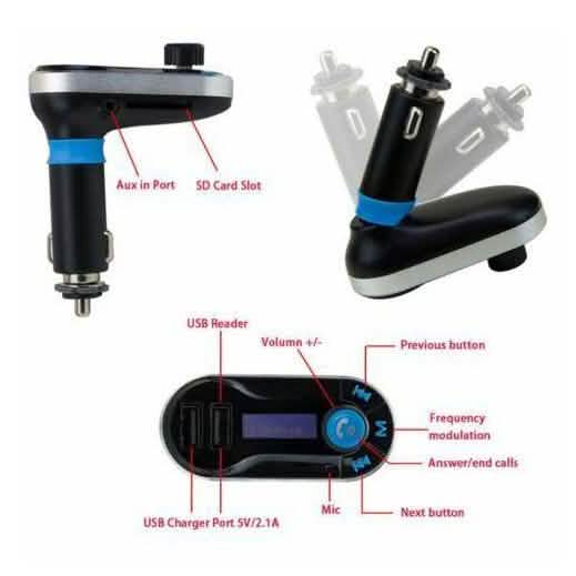 Car FM Transmitter Bluetooth Hands-free LCD MP3 Player Radio Adapter Kit Charger